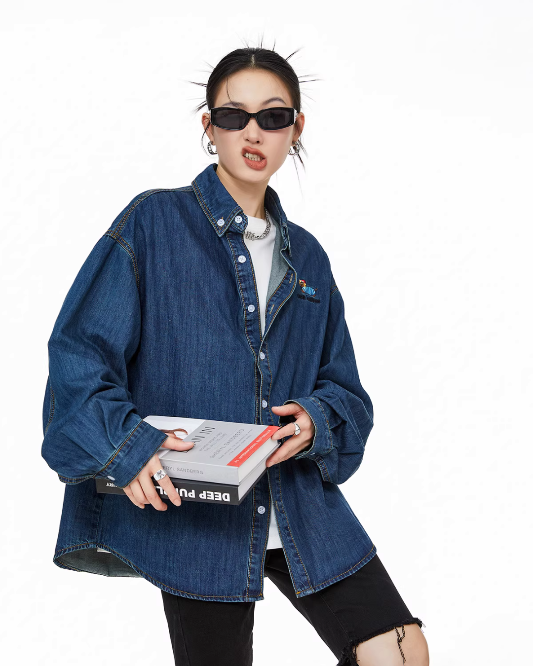 Retro Loose Silhouette Denim Shirt ICM0083