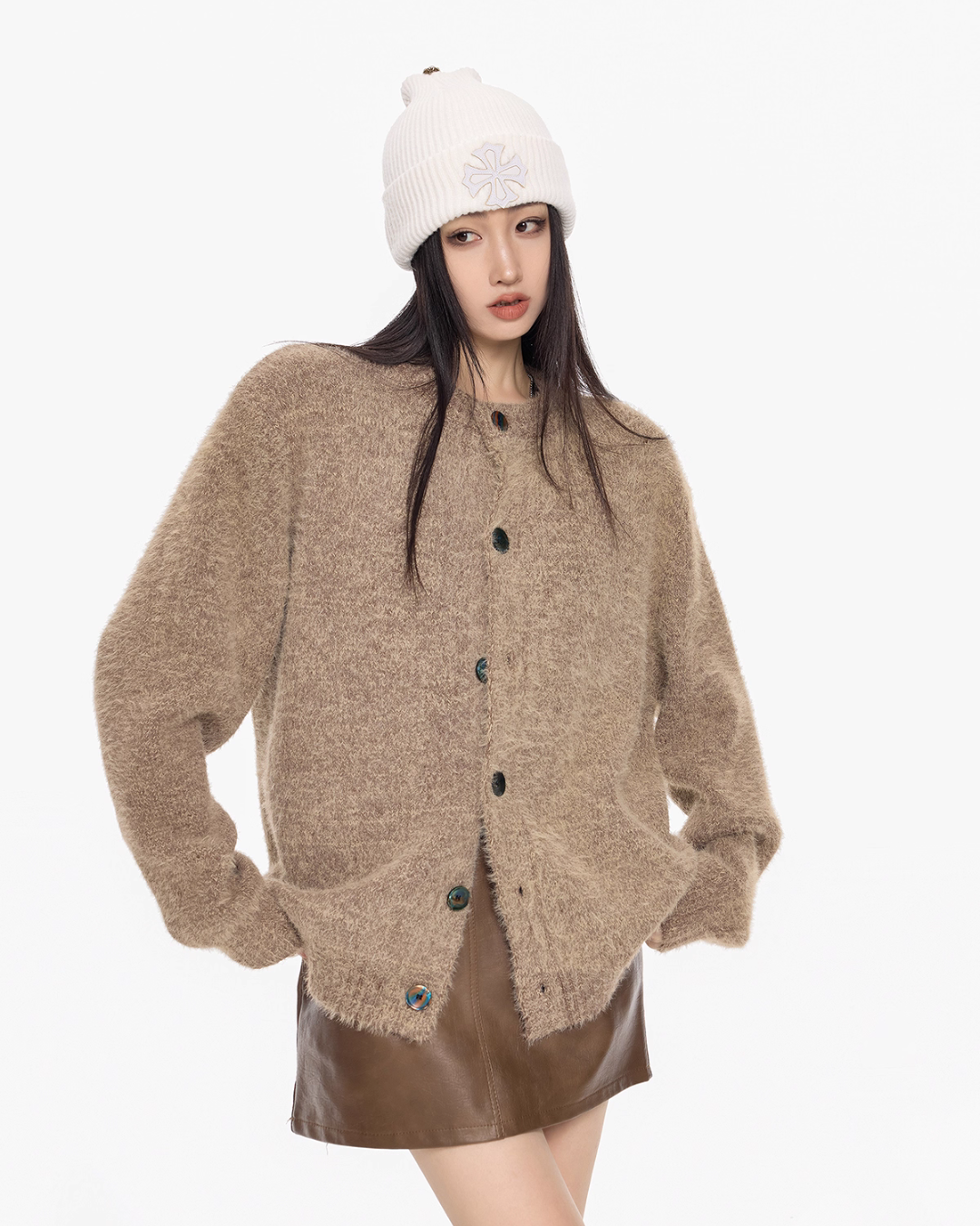 Round Neck Knit Cardigan ICM0101