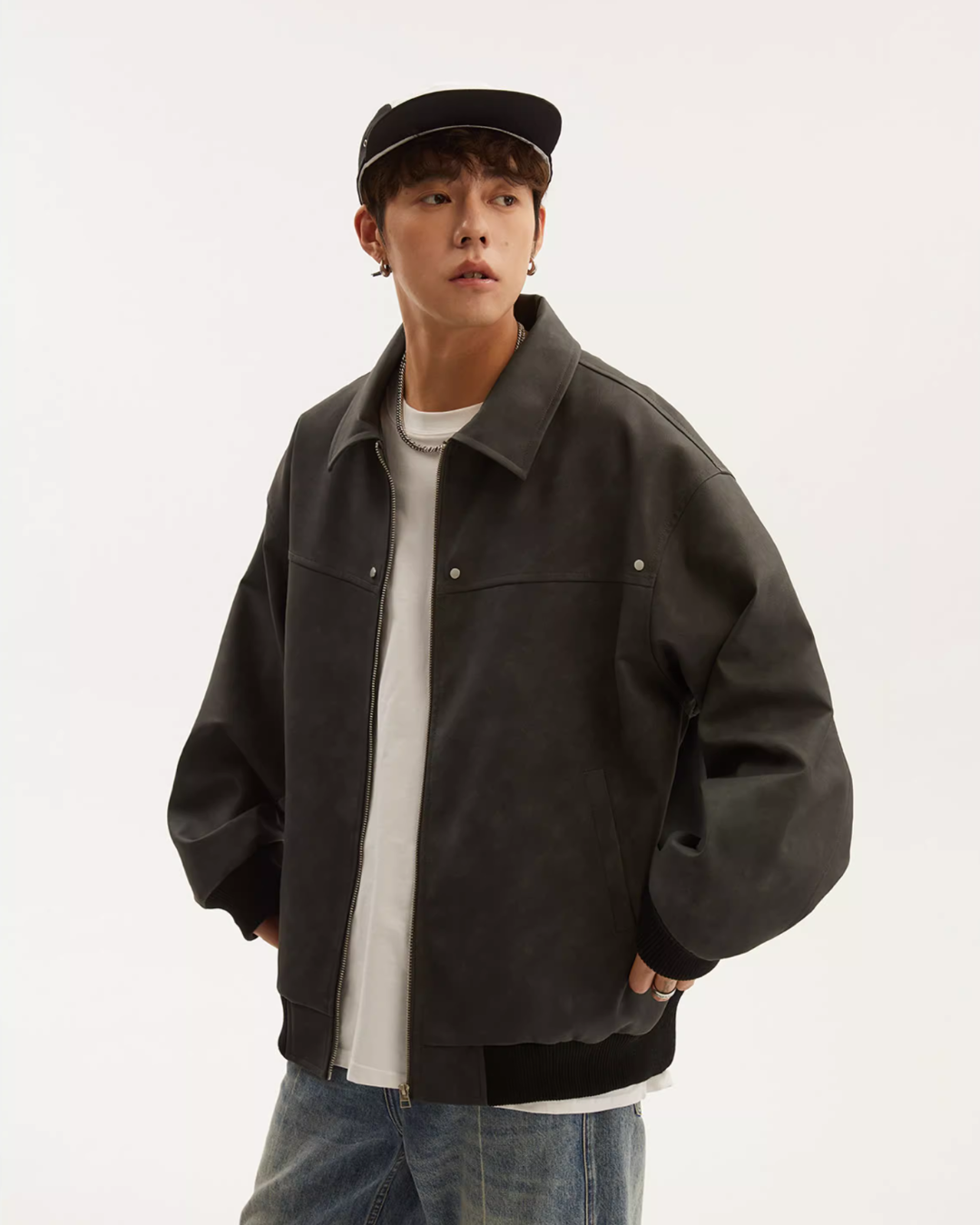 Retro Collar Leather Jacket NDC0001