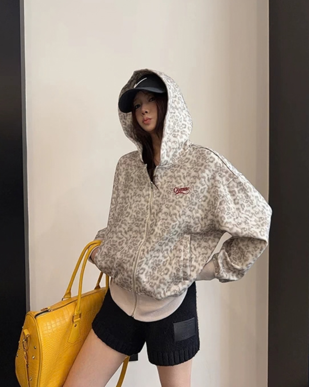 Leopard Print Zip Hoodie YLS1048