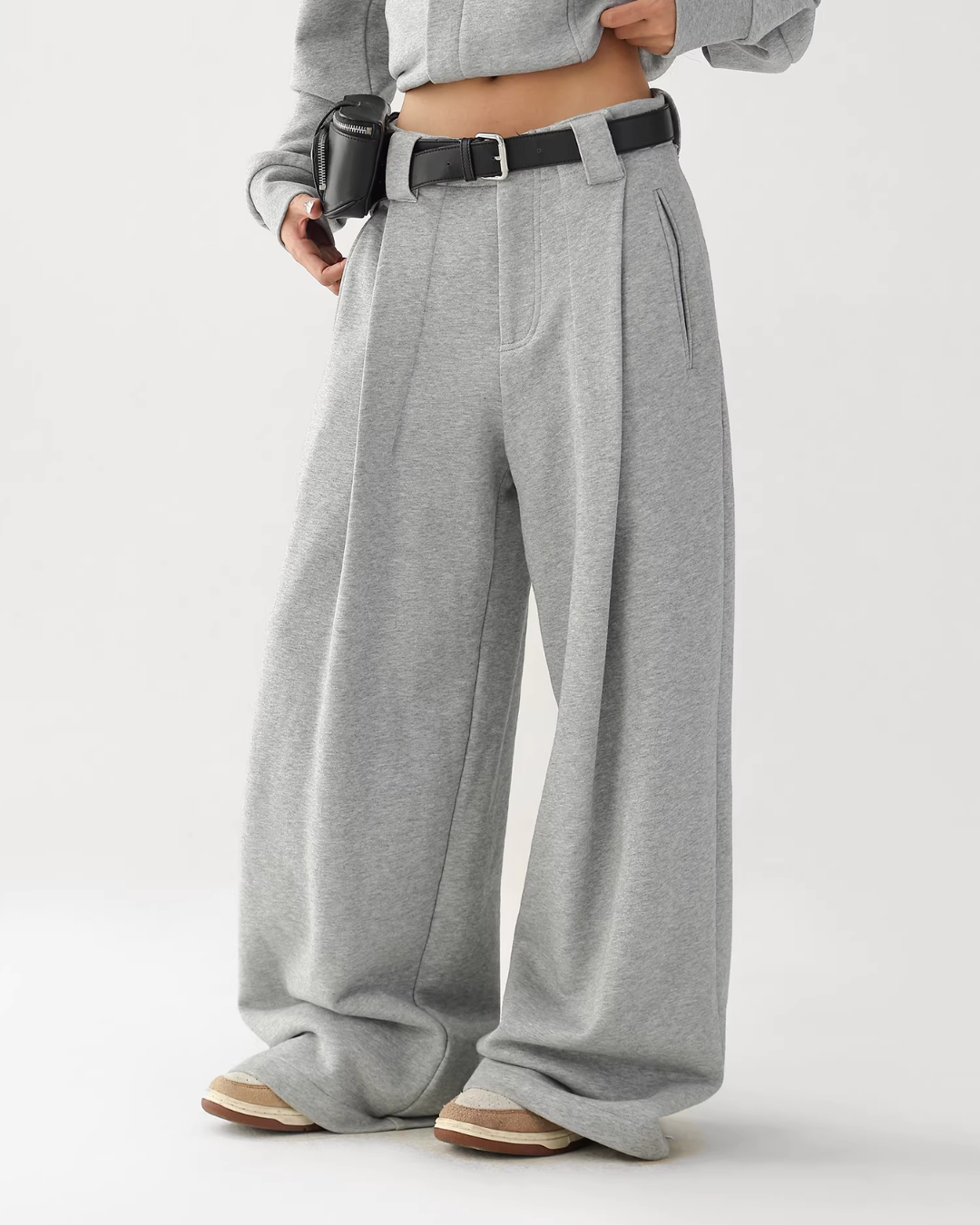 Stand Collar Cropped Jacket/Casual Wide Pants ACS0360