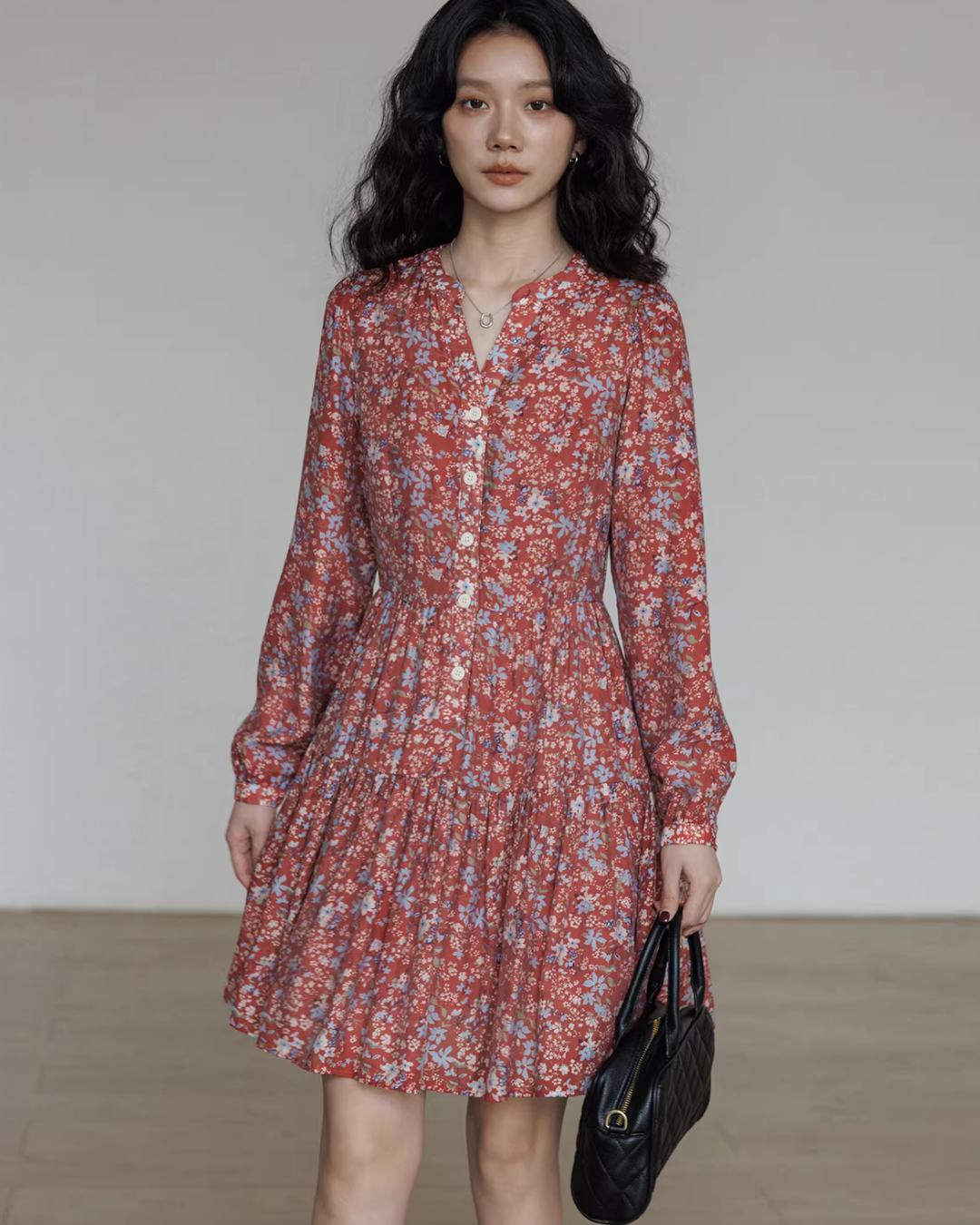 V-Neck Floral Dress VAS0193