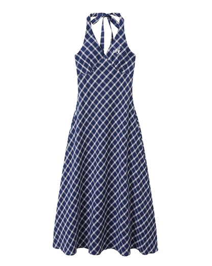 Paid Halter Neck Dress / Knit Cardigan WEO0003