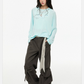 Gingham Sash Belt Wide Cargo Pants EZK0104