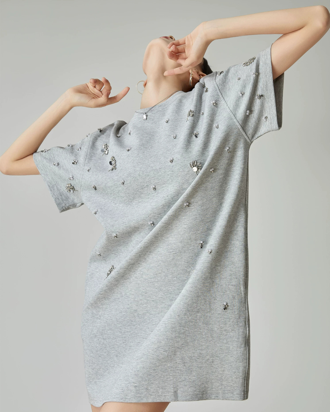 Rhinestone T-shirt Dress FER0124