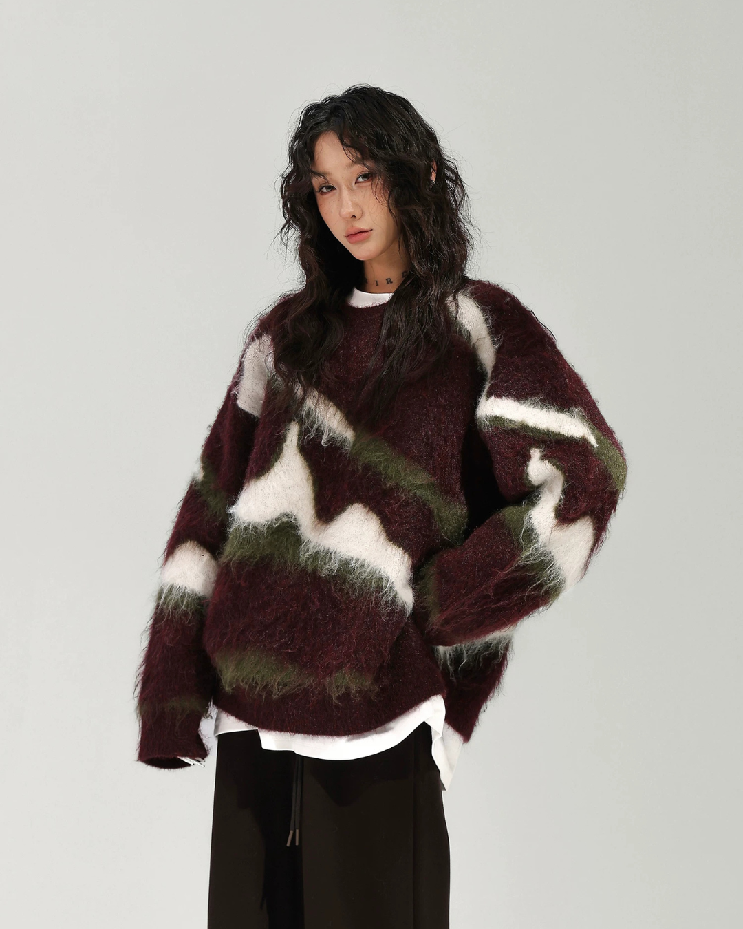 Mohair Jacquard Knit Sweater ACS0387