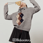 Argyle Knit Top / Navy Pleated Skirt LLA0560
