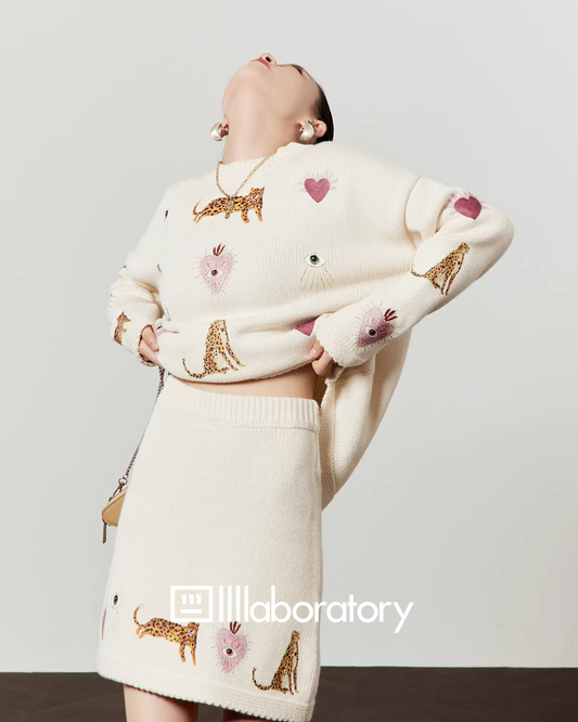 Tiger Heart Patch Knit & Skirt LLA0585
