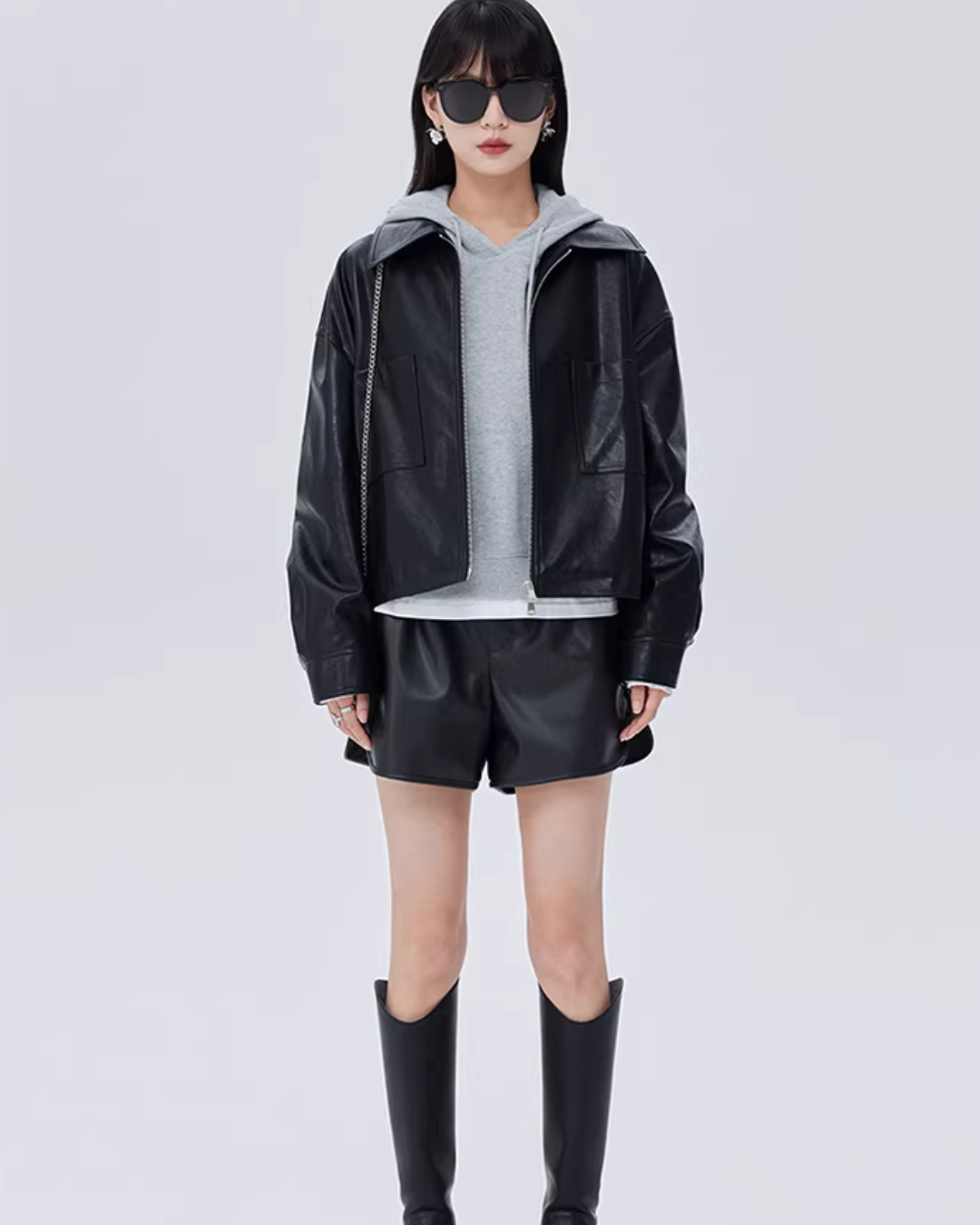 Drop Shoulder Leather Jacket SHN0020