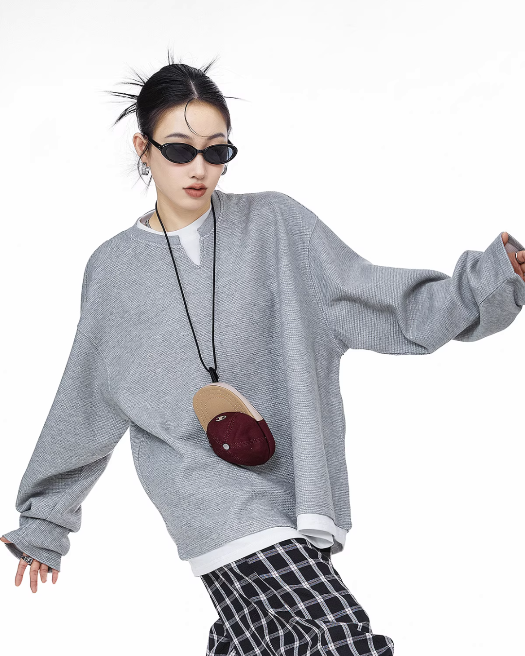 Henry Neck Long Sleeve Top ICM0078