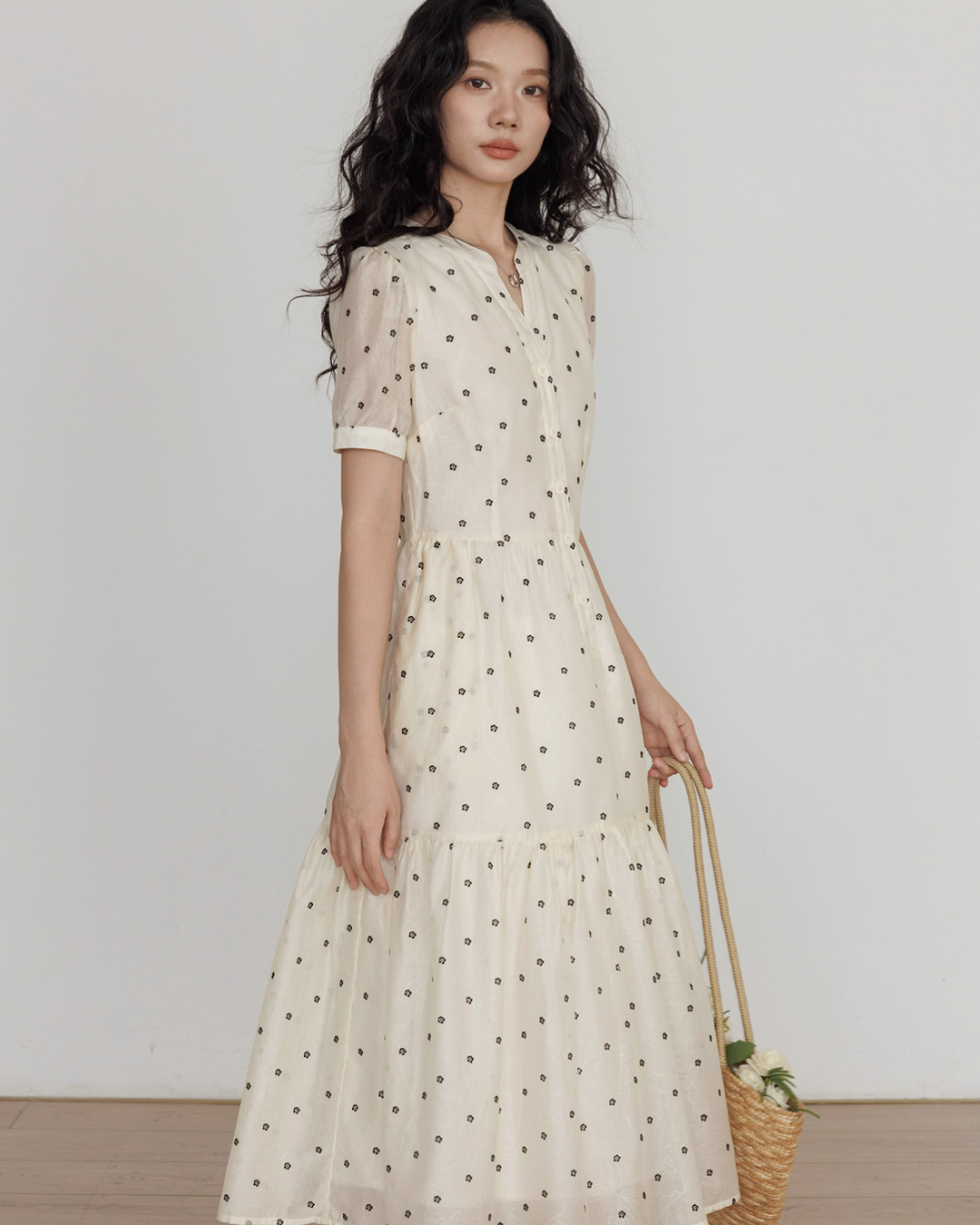 Floral Pattern Flare Long Dress VAS0134