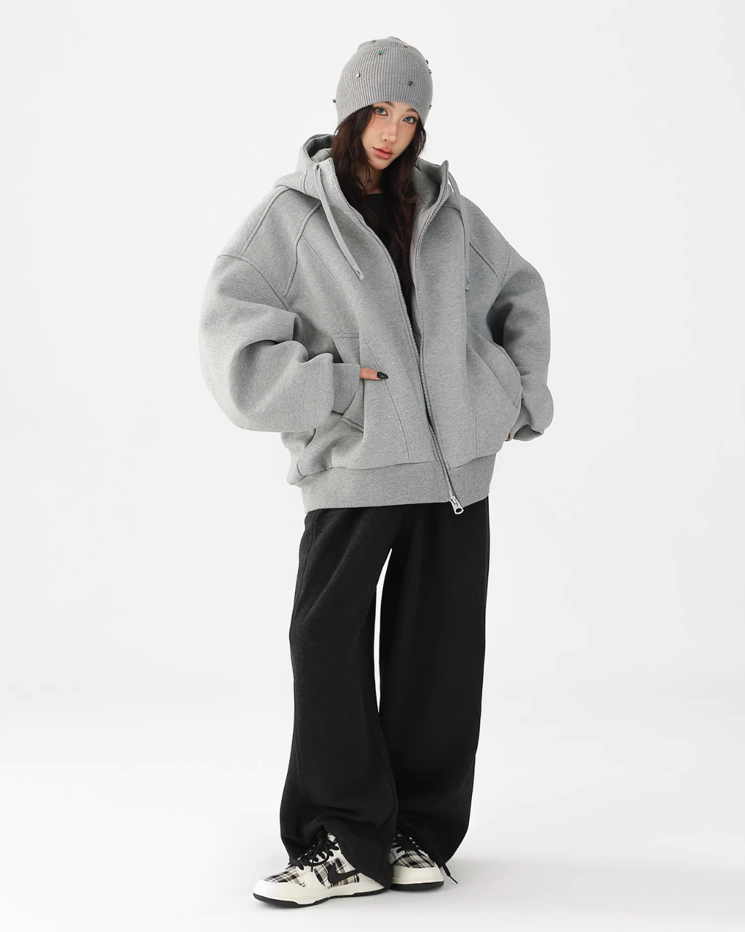 Stand Collar Hoodie Zip Jacket ACS0358