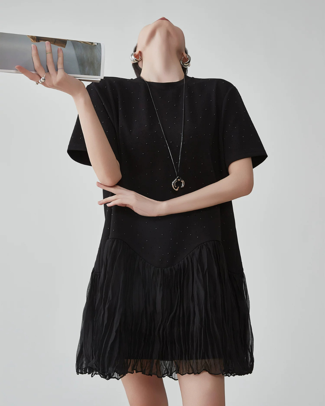Pleated Docking Mini Dress FER0238