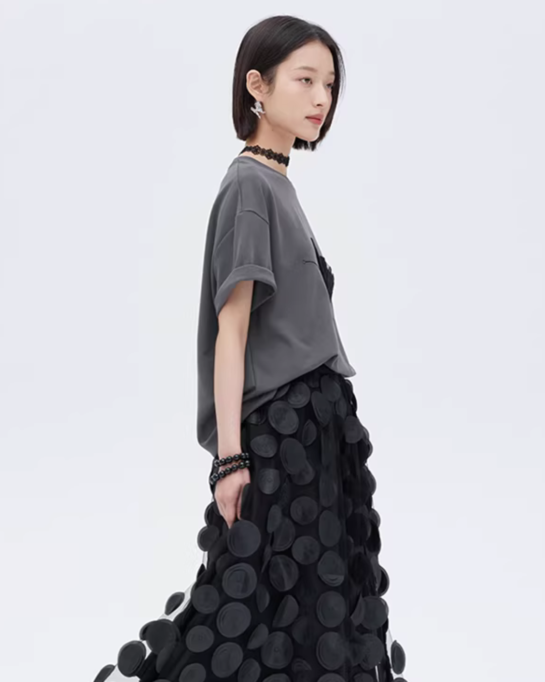 Butterfly Embroidery Short Sleeve T-Shirt SHN0012