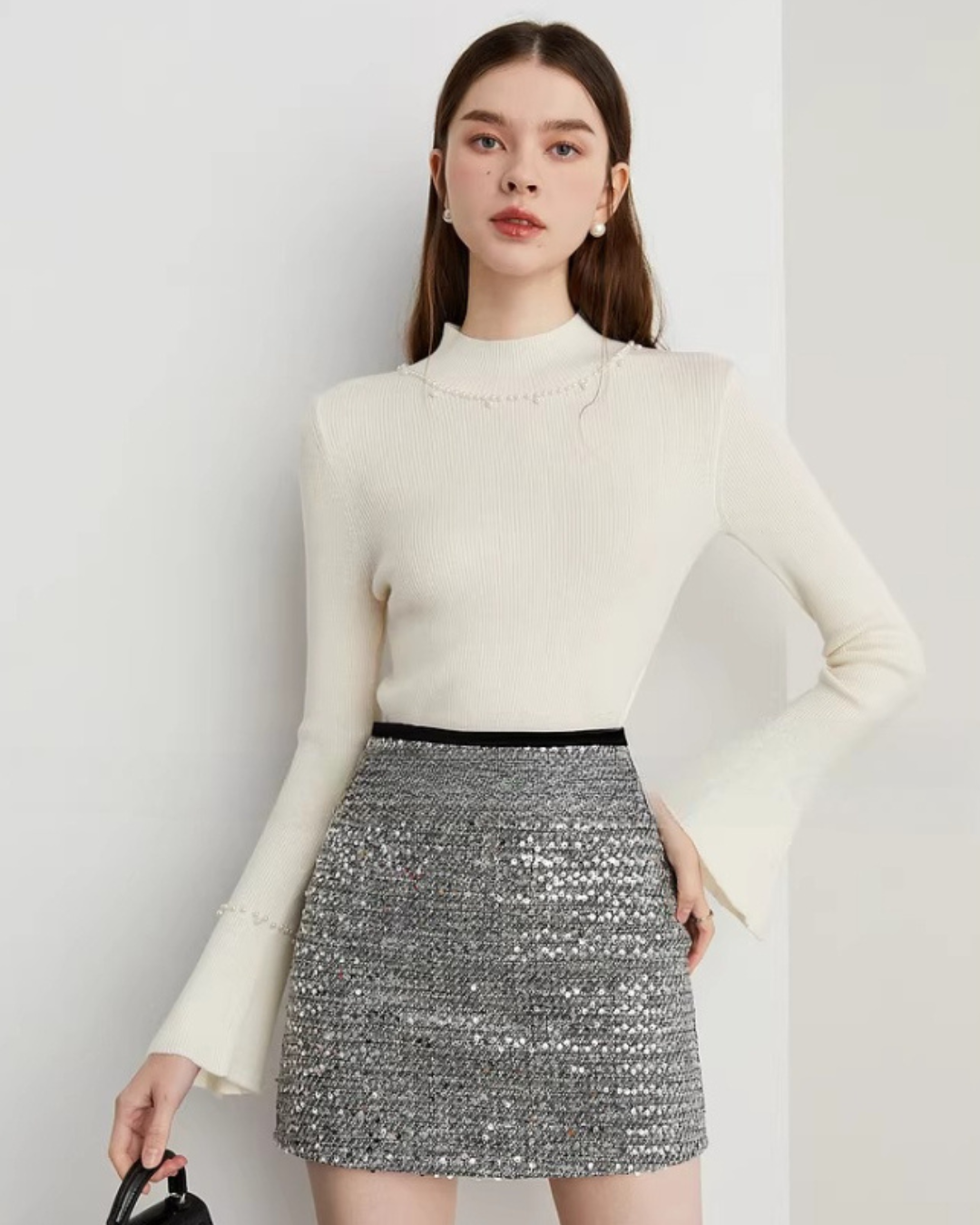 Champagne Tweed Mini Skirt DPY0077
