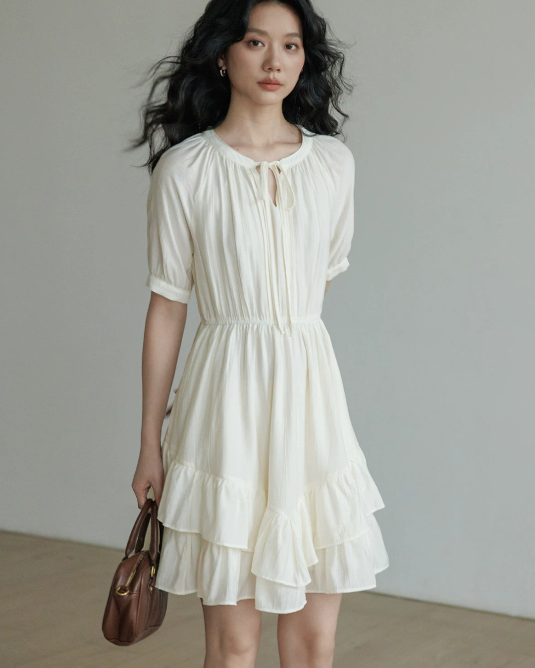 V-Neck Tiered Mini Dress VAS0201