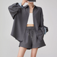 Gray Collared Long-Sleeve Shirt / Shorts FER0064