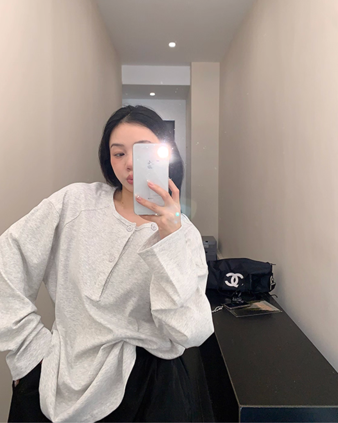 Half Button Loose Top YLS0985