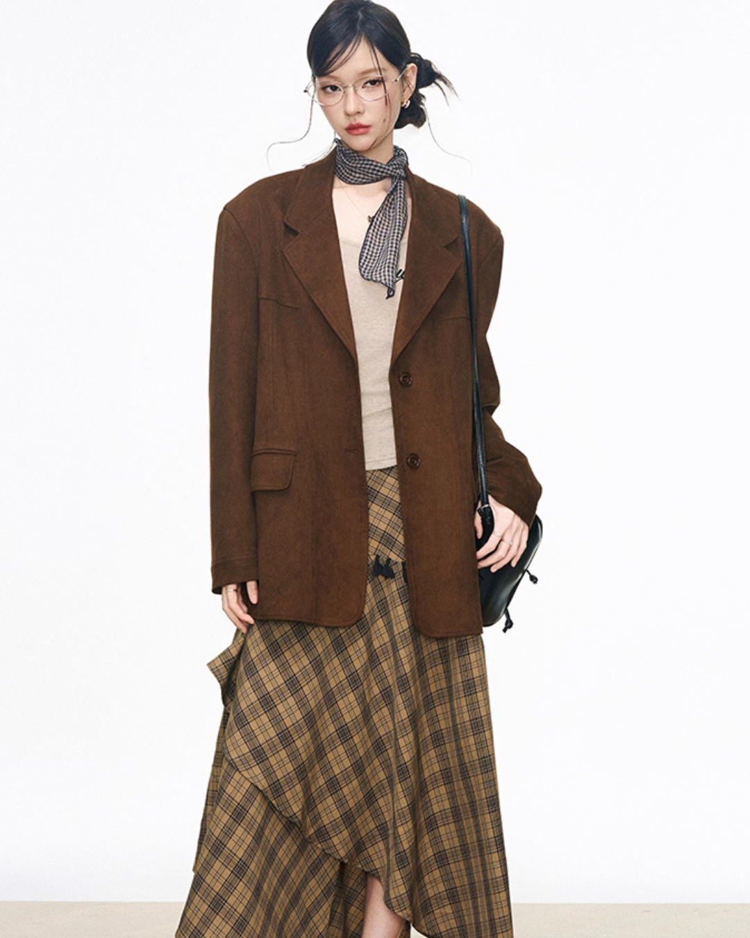 Retro Vintage Jacket / Tight Long Sleeve Top / Paid Asymmetric Skirt WEO0060