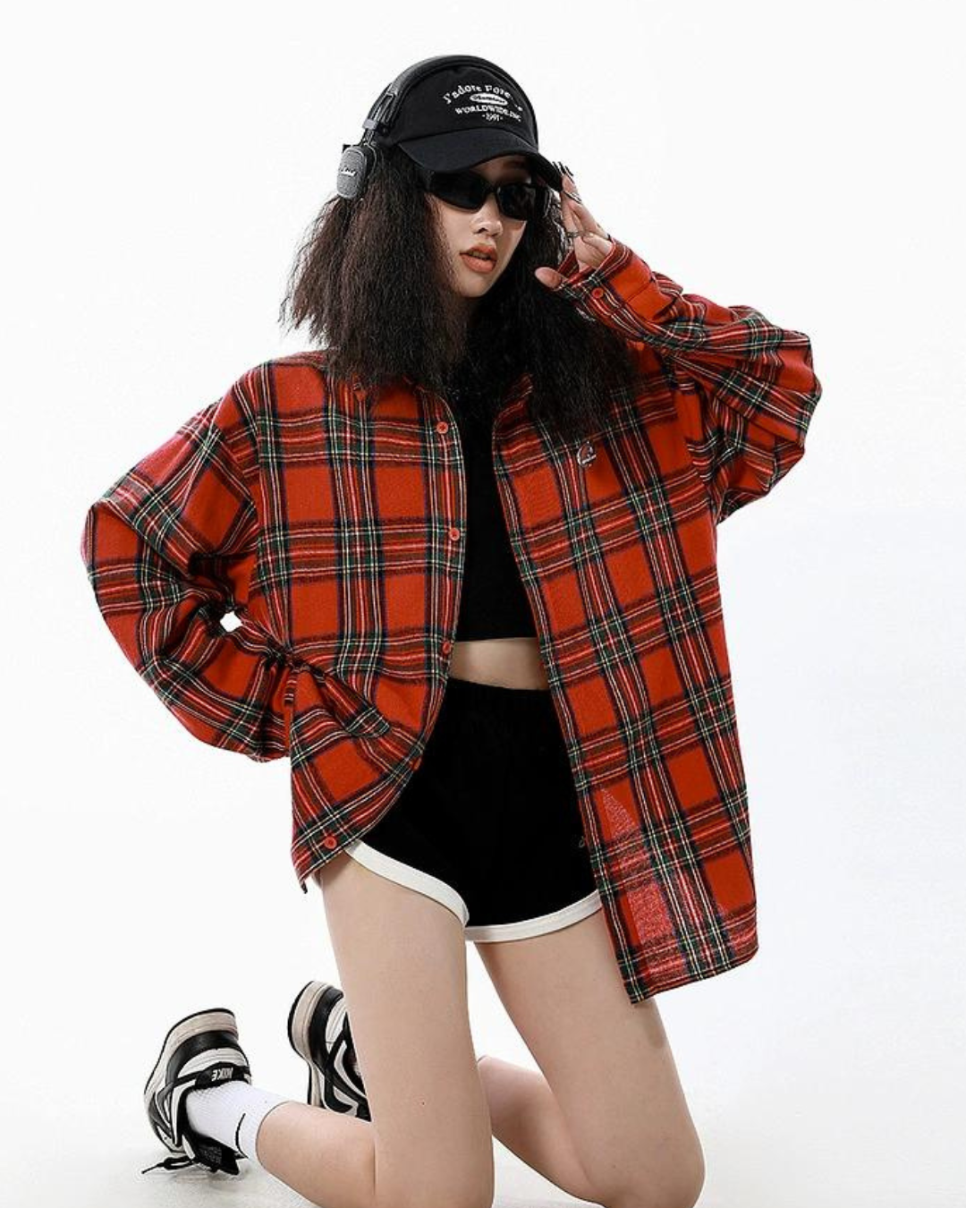 Loose Plaid Long Sleeve Shirt ICM0012