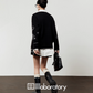 V-Neck Knit Cardigan / Leather Mini Skirt LLA0526