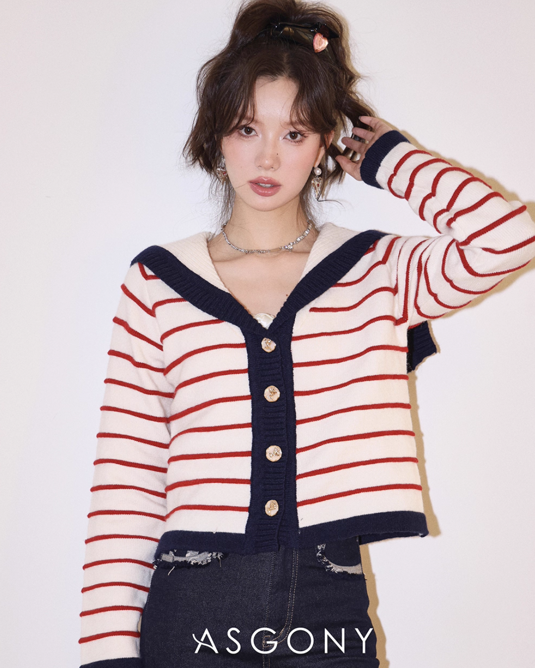 Stripe Retro Collar Knit ASG0054