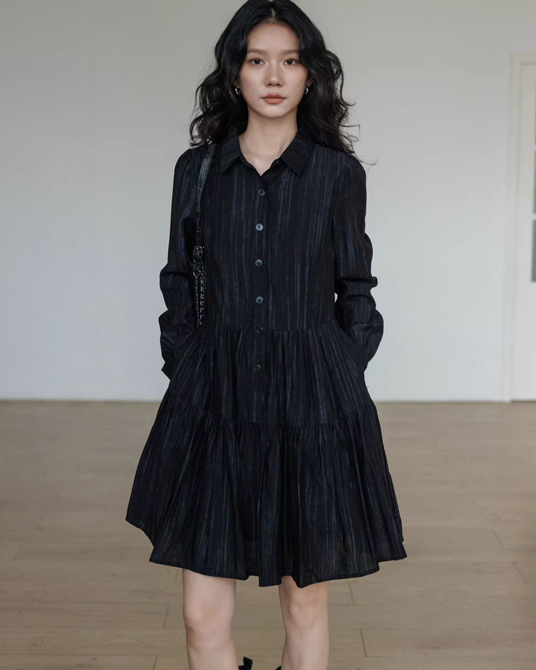 Polo Collar Long-Sleeve Dress VAS0190