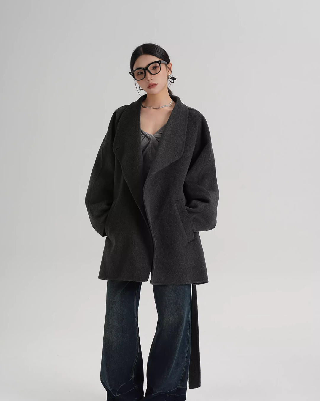 Mid Length Belted Wool Coat SRS0363