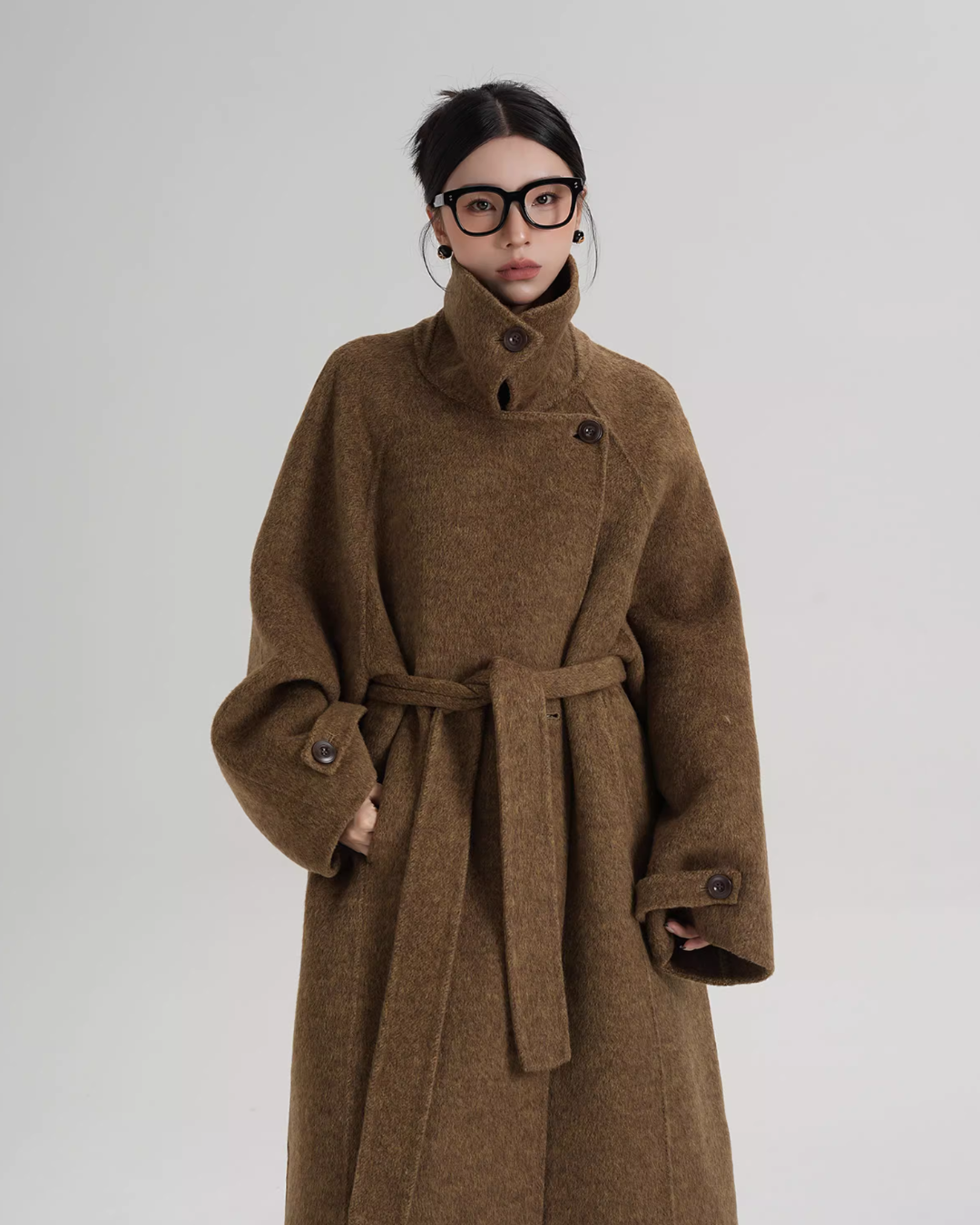 Stand Collar Long Loose Wool Coat SRS0361