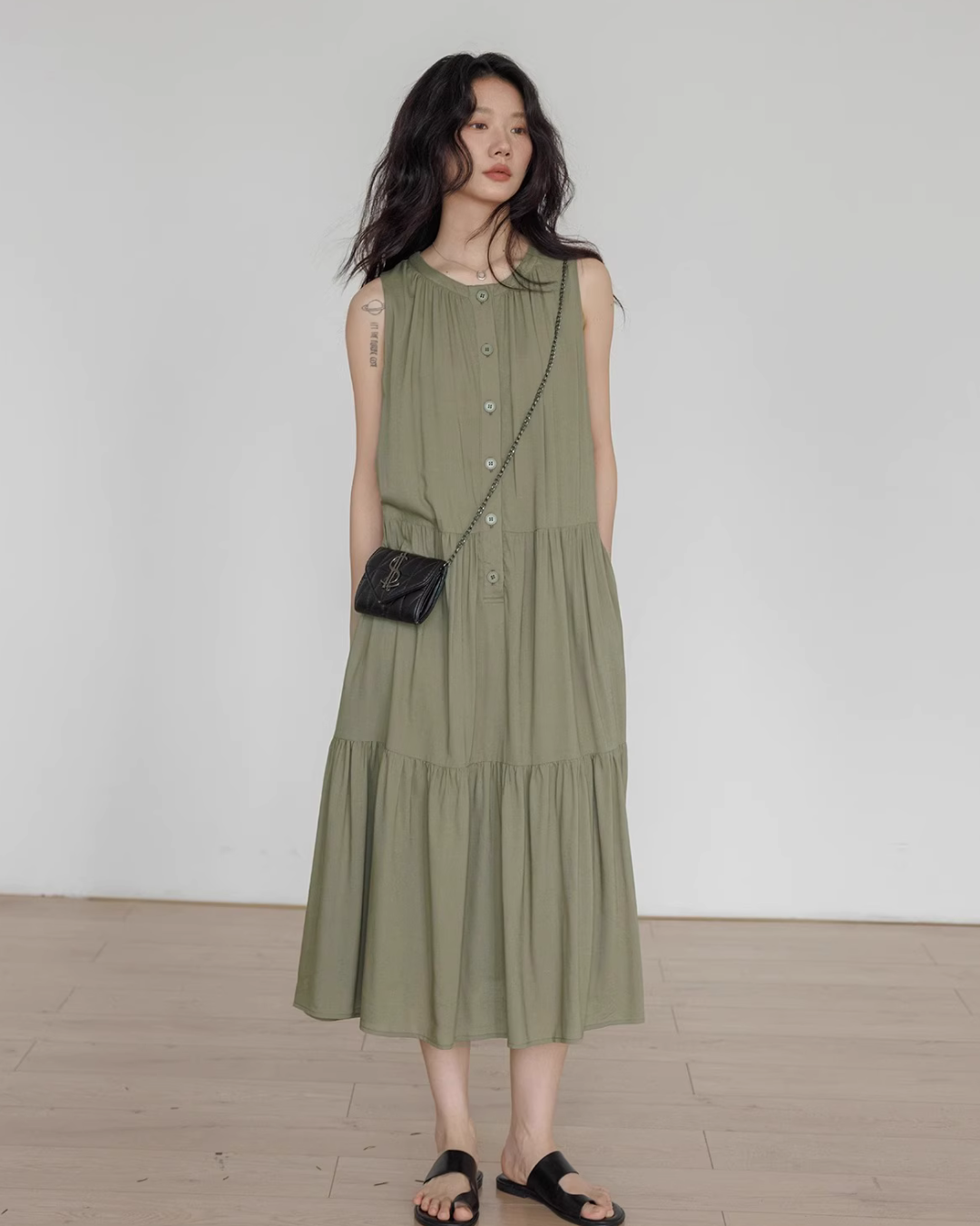Tiered Gathered Long Dress VAS0119