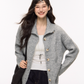 Stand Collar Knit Cardigan/Wide Denim Pants ELS0015