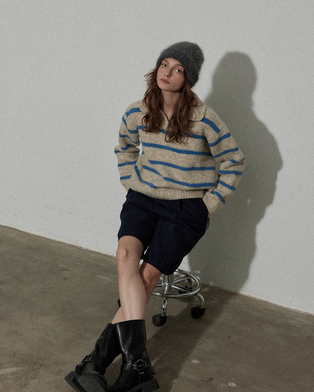 Border Polo Knit Top RLZ0005