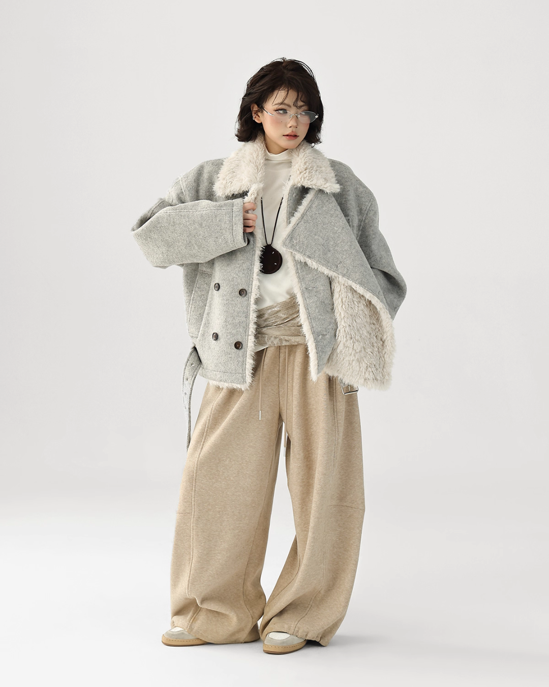 Fur Collar Trench Coat  ACS0346