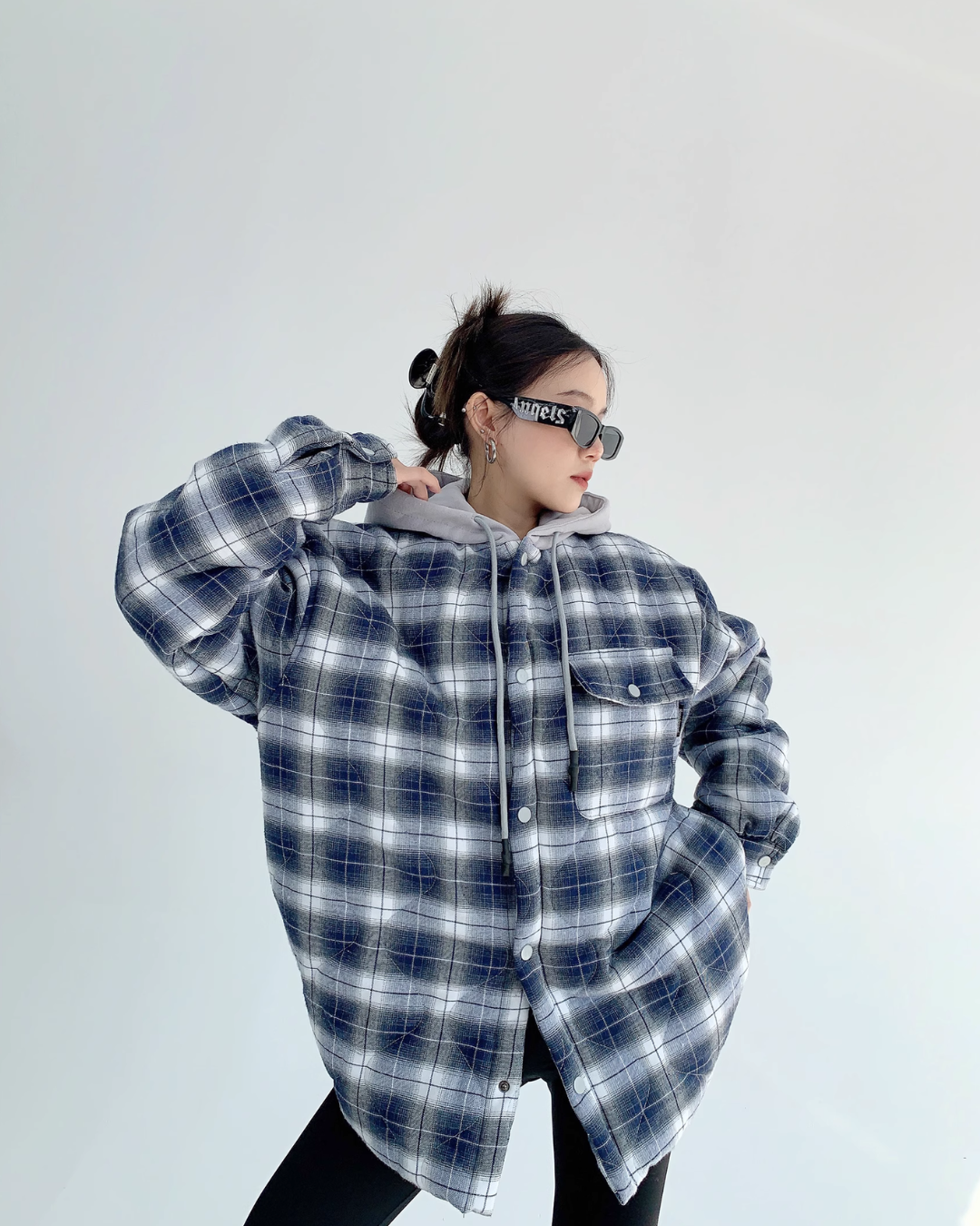 Oversized Quilted Plaid Jacket YLS0462