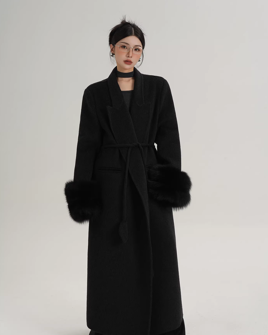 Fur Cuff Long Coat SRS0403