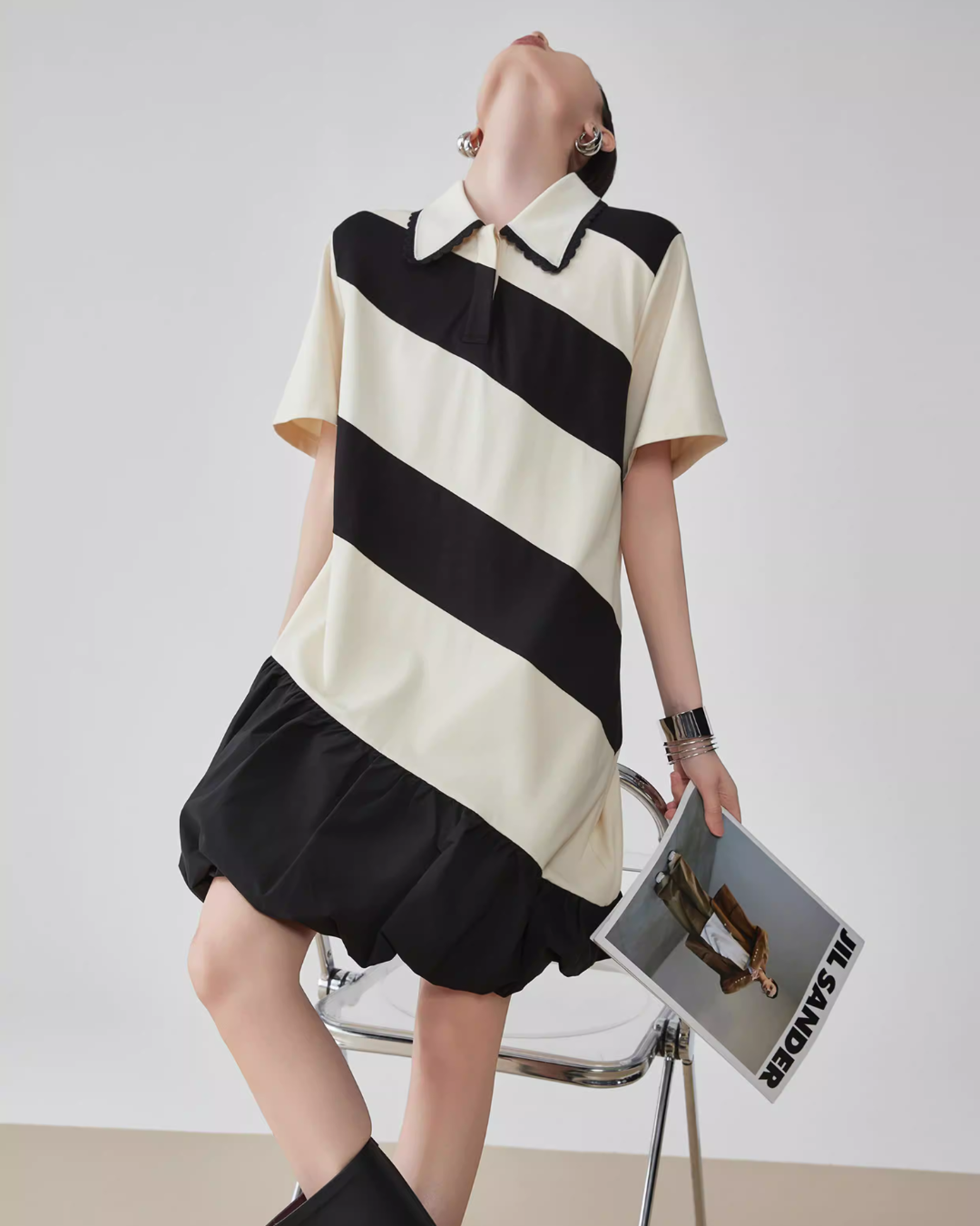 Polo Collar Color-Blocking Dress FER0112
