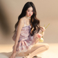 French Purple Frill Dress LAS0021