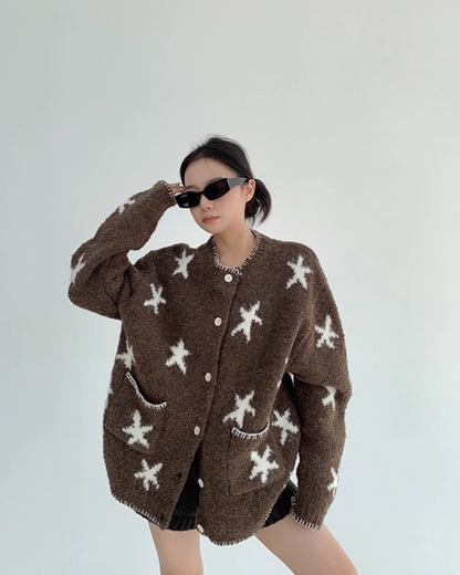 Star Patterned Knit Cardigan YLS1002