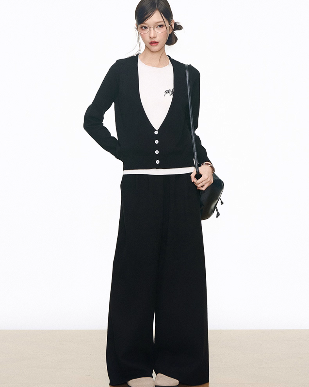 Two Piece Long Sleeve Top / Knit Wide Pants WEO0068