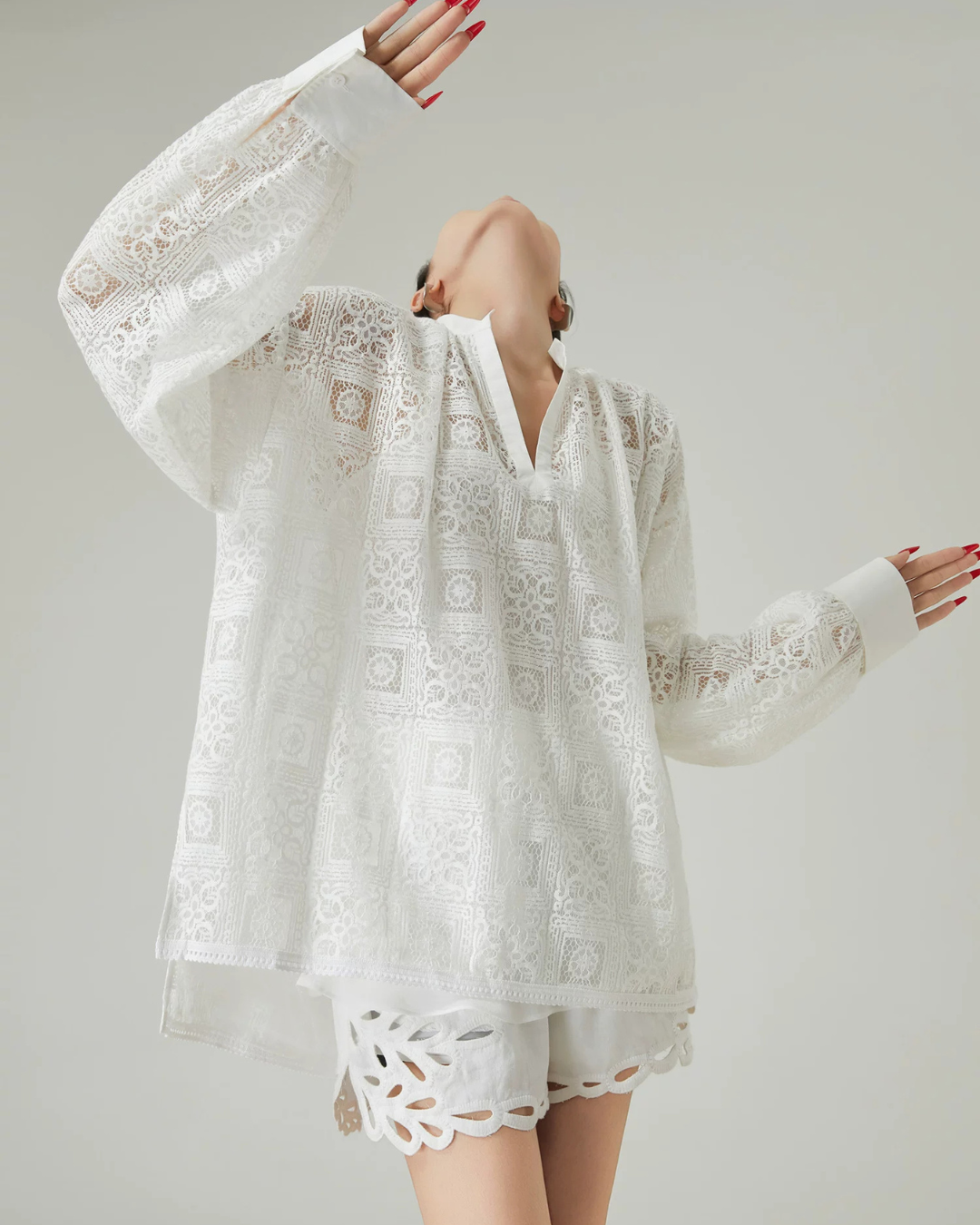 Patchwork Lace Shirt / Shorts FER0130