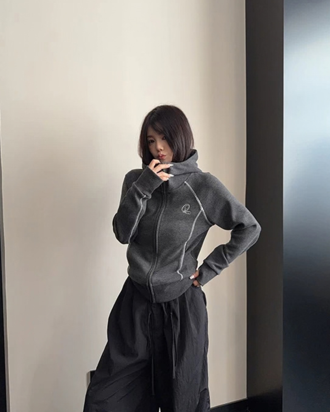 Color-Contrast Stitch Short Jacket YLS1045