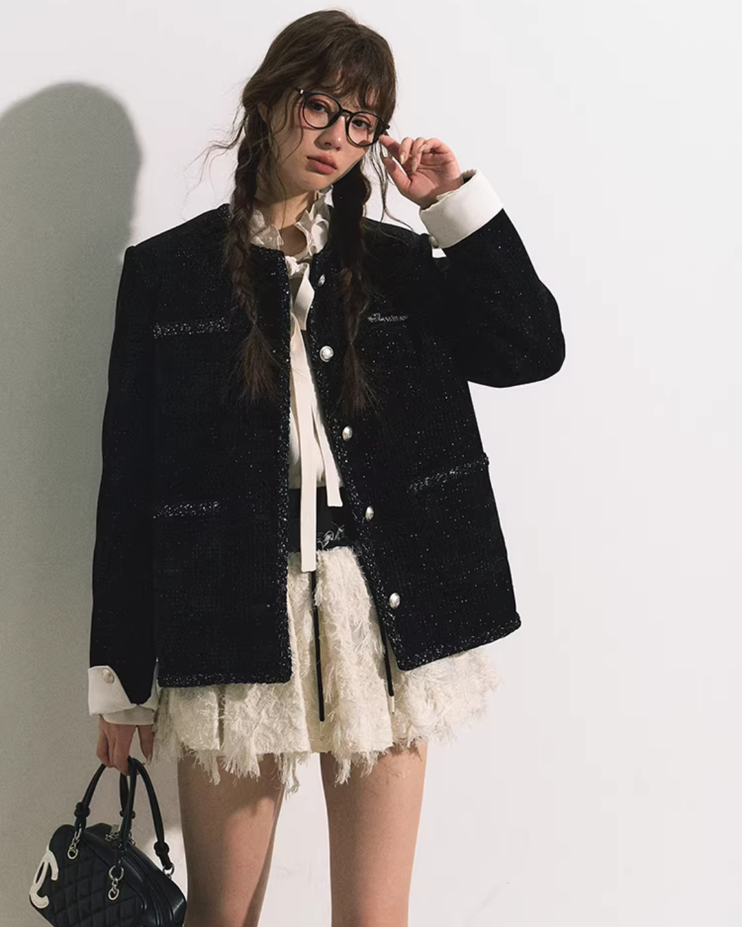 Silver Button Tweed Jacket RCR0011