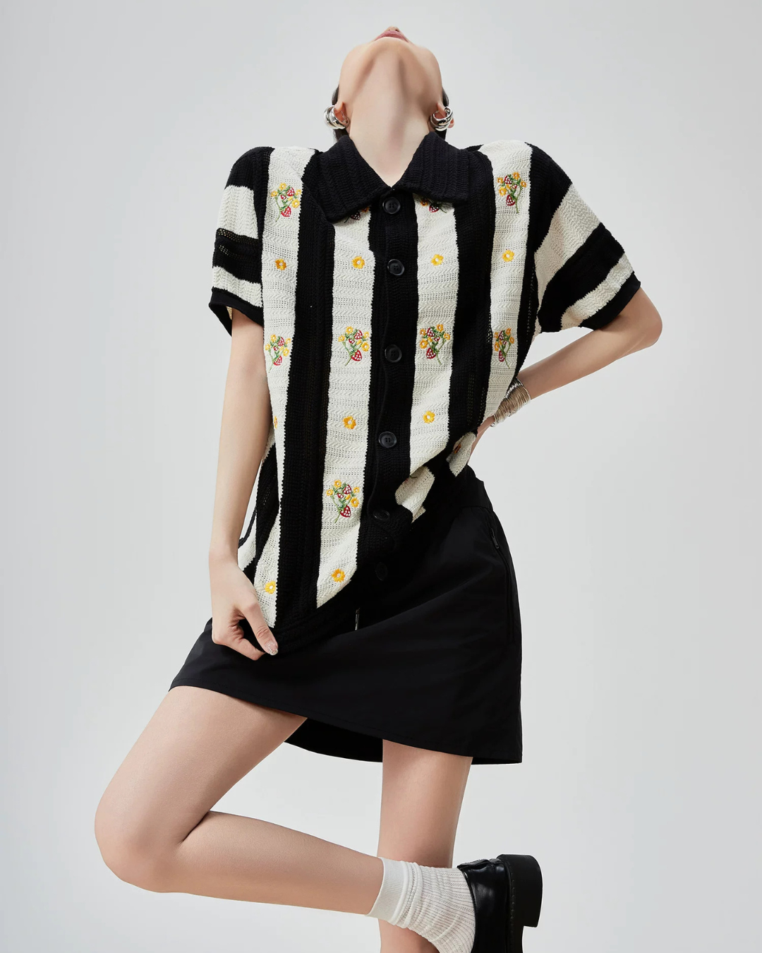 Retro Short-Sleeve Knit Shirt FER0145