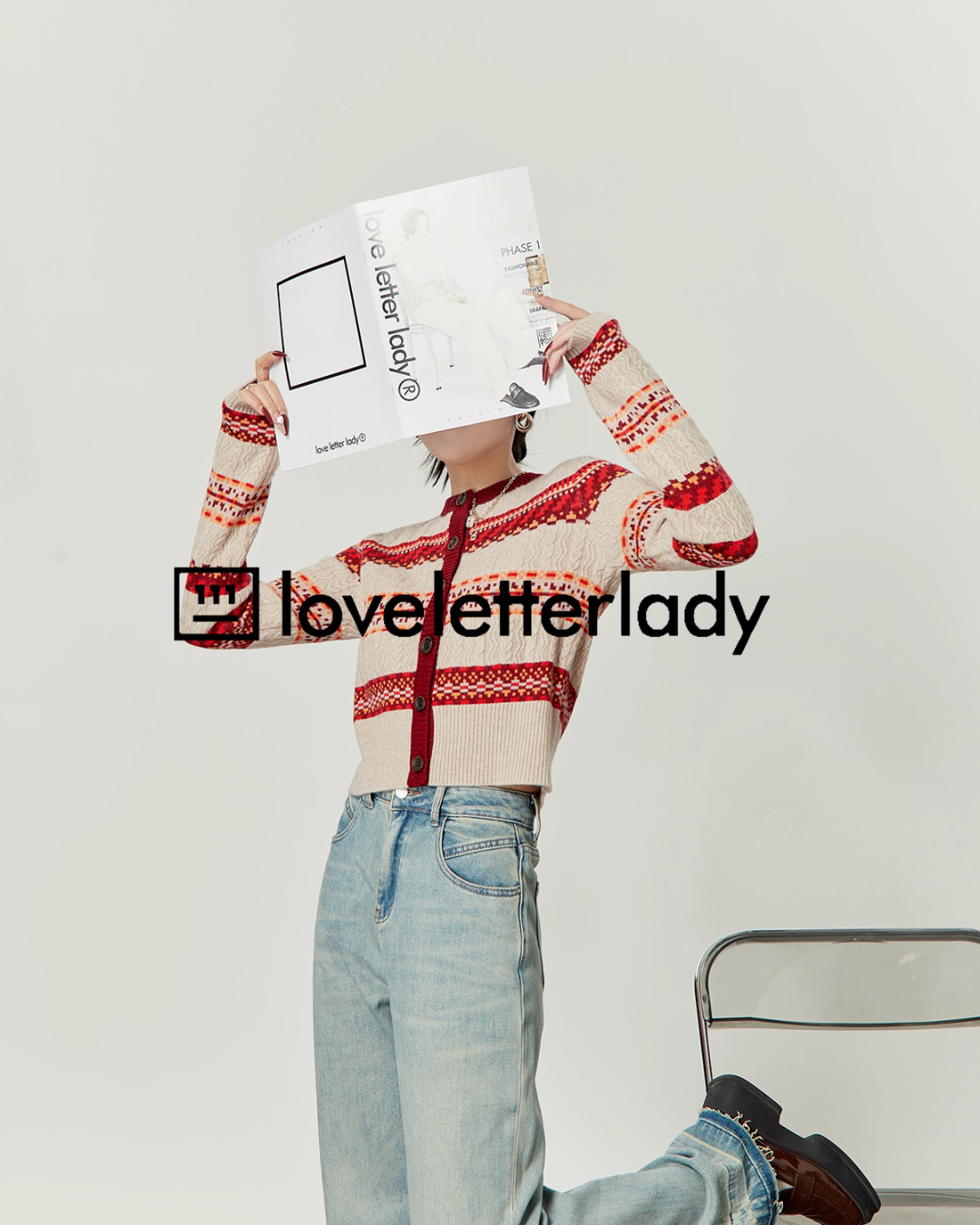 Red Striped Jacquard Knit LLA0549