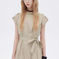 Flap Pocket French Sleeve Shirt Dress SHN0037
