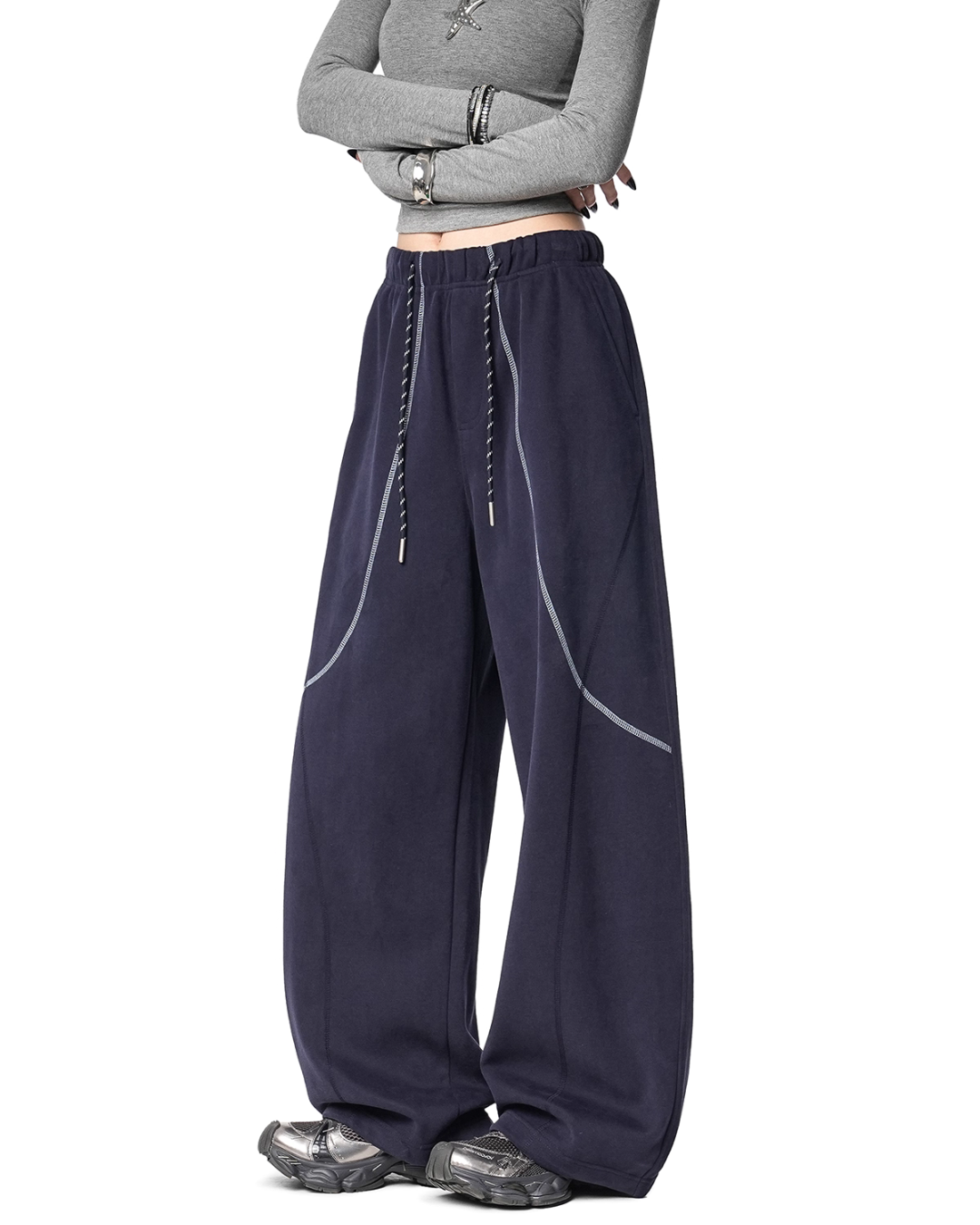 Color Contrast Stitch Sweat Pants ICM0105