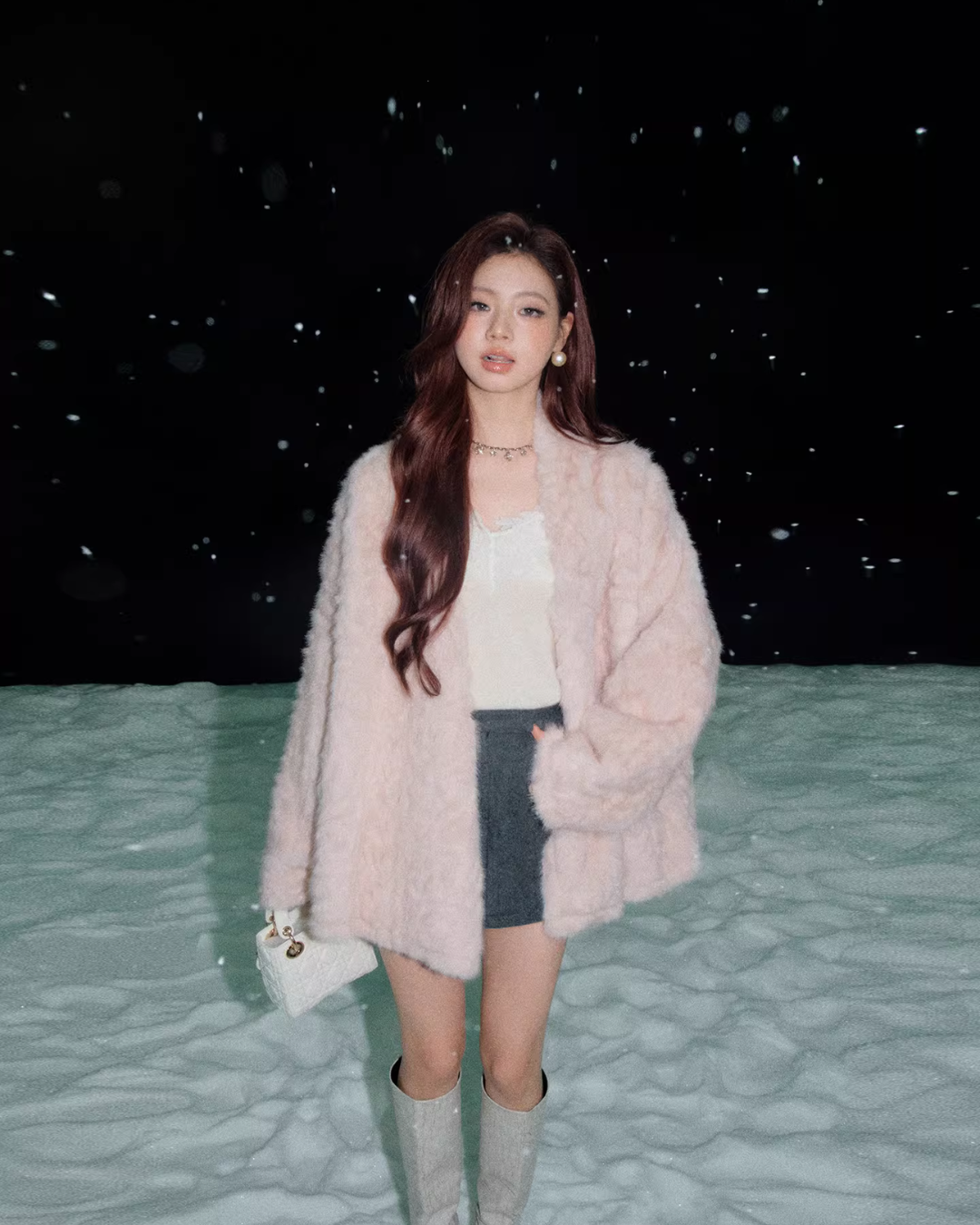 Collarless Fur Coat/Mini Skirt OLD0003
