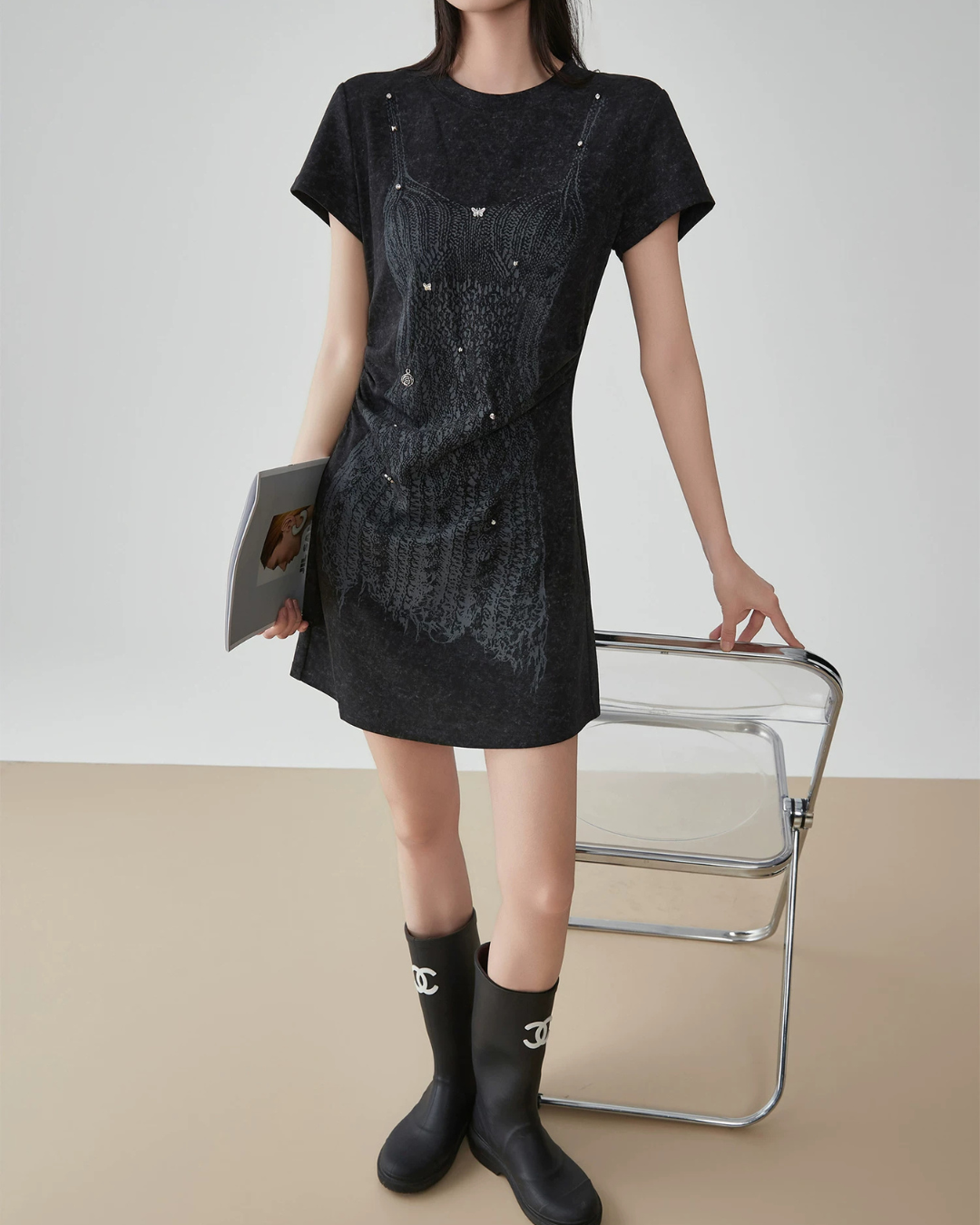 Corset Print T-Shirt Dress FER0120