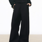 Black Gold Buckle Short Jacket / Black Casual Wide Pants WEO0069