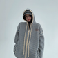 Stripe Relaxed Knit Hoodie YLS0999